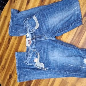 Pre-owned Parasuco Distressed Faded Blue Denim Jean's Size 26